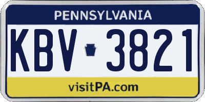 PA license plate KBV3821