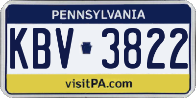 PA license plate KBV3822