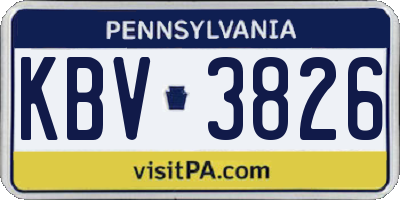 PA license plate KBV3826