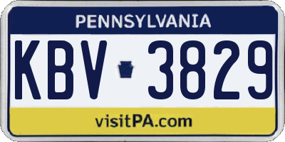 PA license plate KBV3829