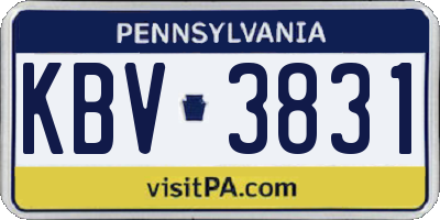 PA license plate KBV3831