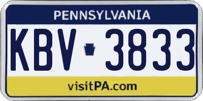 PA license plate KBV3833