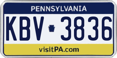 PA license plate KBV3836