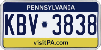 PA license plate KBV3838