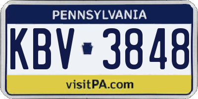 PA license plate KBV3848