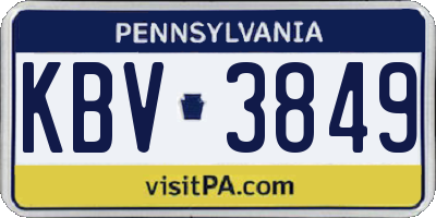 PA license plate KBV3849