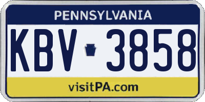 PA license plate KBV3858