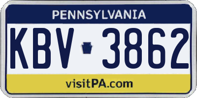 PA license plate KBV3862