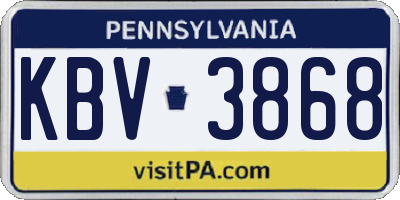 PA license plate KBV3868