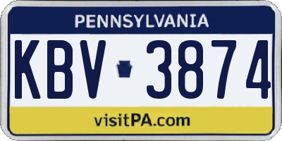 PA license plate KBV3874