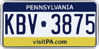 PA license plate KBV3875