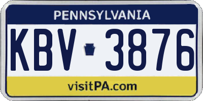 PA license plate KBV3876