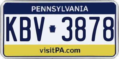 PA license plate KBV3878