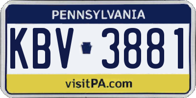 PA license plate KBV3881