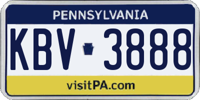 PA license plate KBV3888