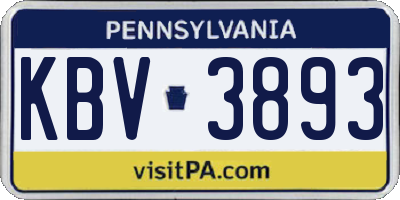 PA license plate KBV3893