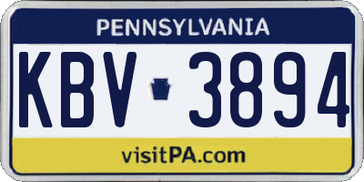PA license plate KBV3894