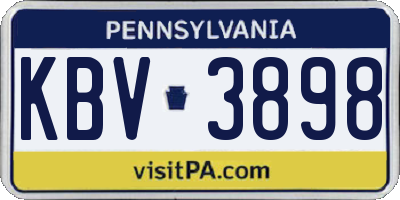 PA license plate KBV3898