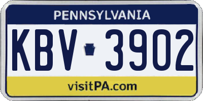 PA license plate KBV3902