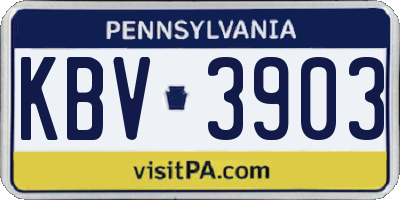 PA license plate KBV3903