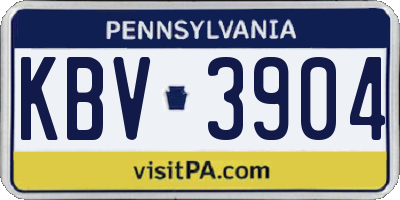 PA license plate KBV3904