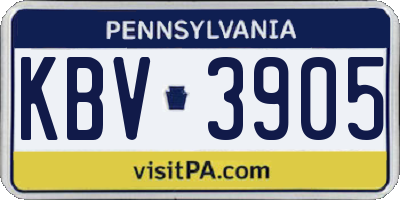 PA license plate KBV3905