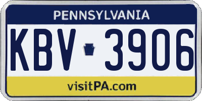 PA license plate KBV3906