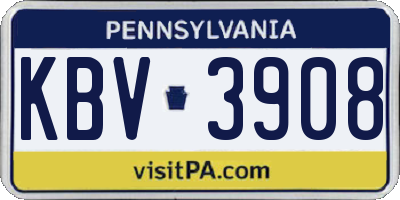PA license plate KBV3908