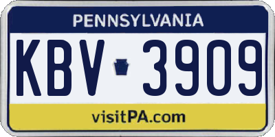 PA license plate KBV3909