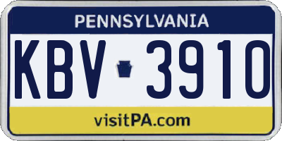 PA license plate KBV3910