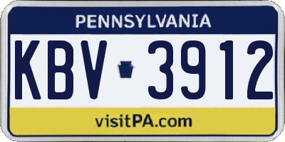 PA license plate KBV3912