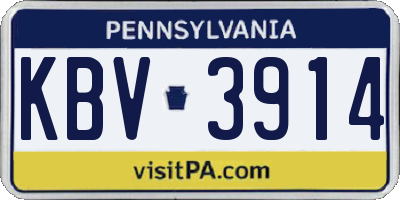 PA license plate KBV3914