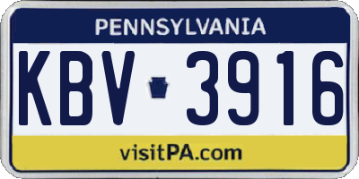 PA license plate KBV3916