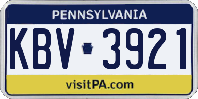 PA license plate KBV3921