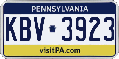 PA license plate KBV3923