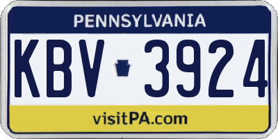 PA license plate KBV3924