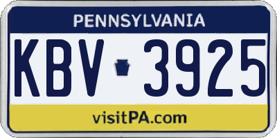 PA license plate KBV3925