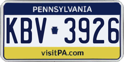 PA license plate KBV3926