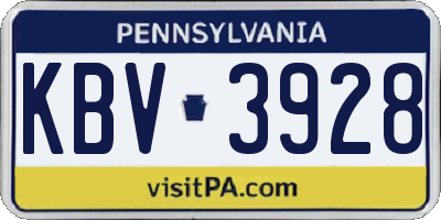 PA license plate KBV3928