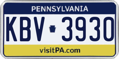 PA license plate KBV3930