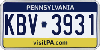PA license plate KBV3931