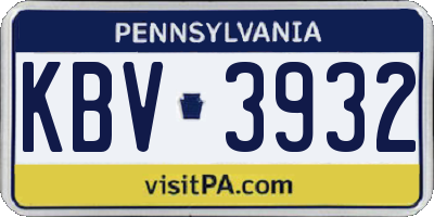 PA license plate KBV3932