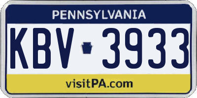 PA license plate KBV3933