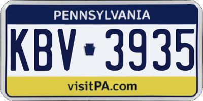 PA license plate KBV3935
