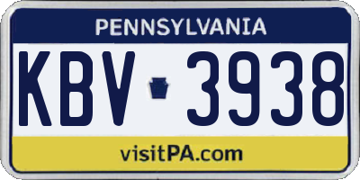 PA license plate KBV3938