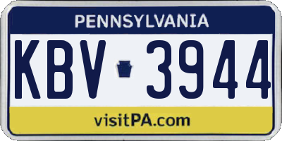 PA license plate KBV3944