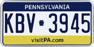 PA license plate KBV3945