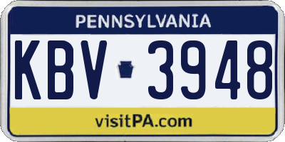 PA license plate KBV3948