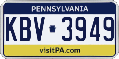 PA license plate KBV3949