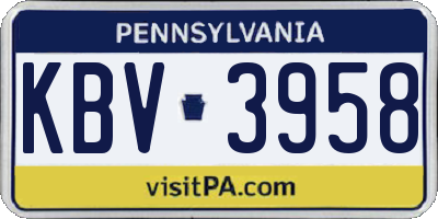 PA license plate KBV3958